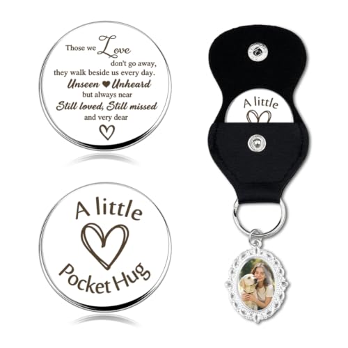 Custom Memorial Pocket Hug Coin with Photo Charm Keychain Sympathy Gifts - color: Love Unseen