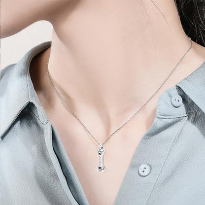 Dreamboat Pet Cremation Urn Necklaces for Dog Cat Ashes 925 Sterling Silver Paw Print Keepsake Pendant Memorial Jewelry Gifts for Women Men - style: 01F-Bone Vial