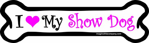 Company I Love My Pink Bone Shaped Pet Magnet; Removable Magnets for Cars, Fridges, Lockers & More, Stylish Pet Inspired Car Accessories, 7 x 2 1/4 Inches, 1 Item, Pink,Show Dog