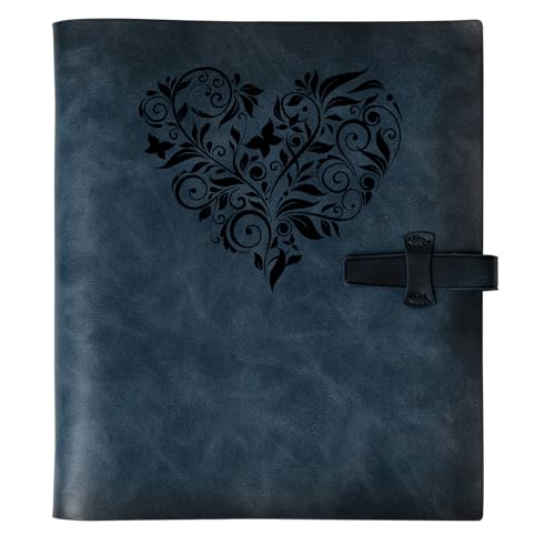 Photo Album 4x6 200 Photos, Genuine Leather Photo Albums with Writing Space with 30 Writing Paper, Travel Family Wedding Kids Graduation Ultrasound Baby Picture Album Scrapbook Photo Album（LOVE） - color: Blue Love