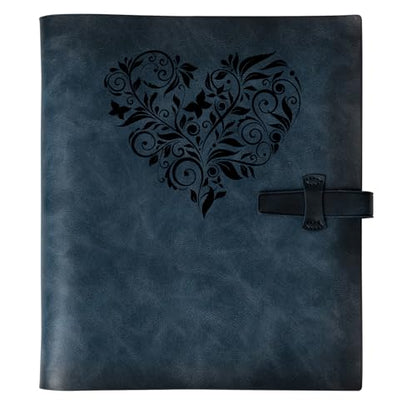 Photo Album 4x6 200 Photos, Genuine Leather Photo Albums with Writing Space with 30 Writing Paper, Travel Family Wedding Kids Graduation Ultrasound Baby Picture Album Scrapbook Photo Album（LOVE） - color: Blue Love