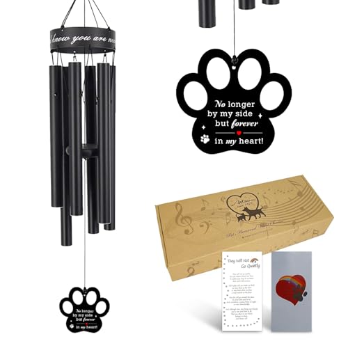 Pet Memorial Wind Chime, 30 Inches Paw Print Pet Remembrance Gift - color: No Longer