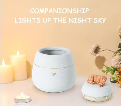 Dog Shaped White Pet Urn for Dogs Ceramic Dog Urns for Ashes Box –Cute Decorative Ashes Container for Dogs