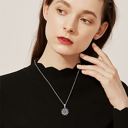 PELOVNY Urn Necklaces for Ashes of Loved Ones 925 Sterling Silver Personalized Heart Locket Urn Necklace Cremation Keepsake Memorial Jewelry Gifts for Women Men - color: Chakra Urn