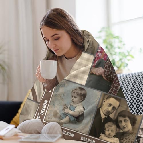 Artsadd Personalized Blanket in Memory of Mother Father, Custom Throws with Picture Text Name, Memorial Gift for Loss of Loved One,Remembrance Gift - color: Multi Photos+multi Names 02