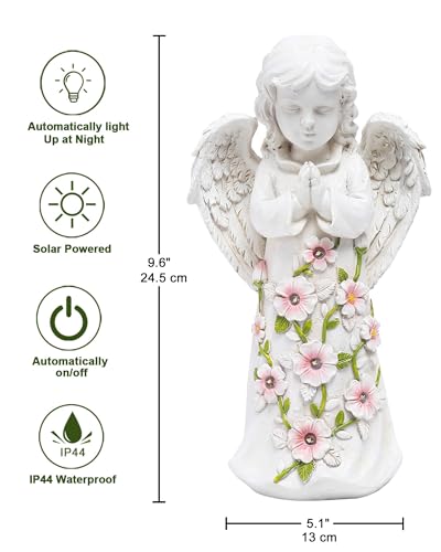 Nacome Solar Garden Outdoor Statues Angel with Succulent - color: White Angel