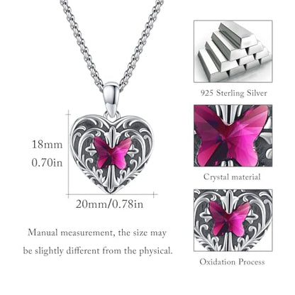 TUGHRA Mother's Day Gifts Gold Locket Necklaces for Women, 925 Sterling Silver Heart Photo Lockets Memorial Keepsake Jewelry Gift for Mom, Wife, Daughter - style: 2224-Rose Red