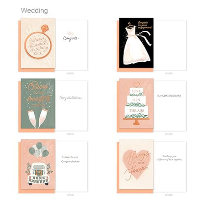 American Greetings 6-Count Wedding Card Pack, Peach and Rose-Gold Celebration Designs - color: WEDDING CELB PCK 6 CARD BUNDLE
