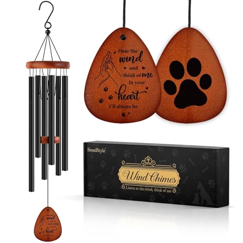 SteadStyle Pet Memorial Gifts for Dogs, Dog Memorial Wind Chimes | Dog Memorial Gifts for Loss of Dog, Loss of Pet Sympathy Gift, In Memory of Dogs Cats, Pet Remembrance Bereavement Gift 25.5" - color: Black-25.5 in