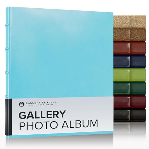 Gallery Leather Photo Album 4x6 Pictures with Slip-In Pockets & Writing Space – Holds up to 120 Photos, Ring Bound, Made in USA – Acadia Pool - 11.75" x 10.5" - color: Acadia Pool, size: 11.75" x 10.5"