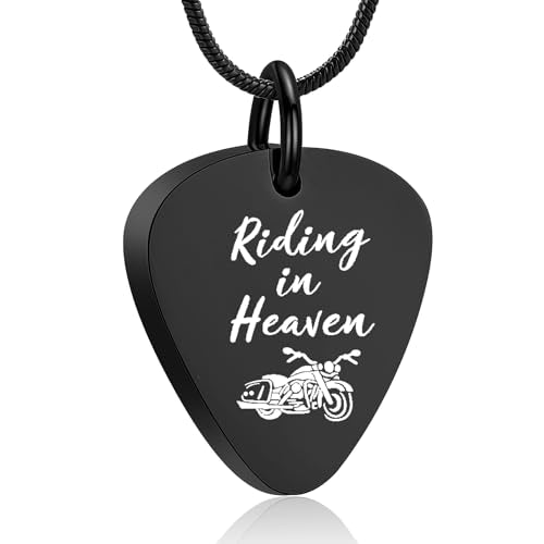 zeqingjw Urn Necklace for Ashes Motorcycle Cremation Urn Pendant Riding in Heaven Memorial Ash Keepsake Cremation Jewelry for Men Women - color: Black