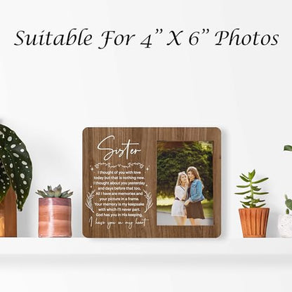 Memorial Pictures Frame, Sister I Have You In My Heart Photo Frame, Sympathy Gifts For Loss Of Sister, Farmhouse Home Living Room Bedroom Decoration -b40