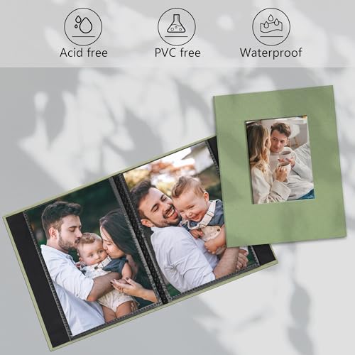 Small 4x6 Photo Album 24 Pockets Linen Cover Light Green 2 Pack - color: Light Green, size: 24 Pockets 2 Pack
