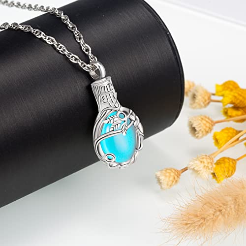 Gredstar Tree of Life Urn Necklace for Ashes, Birthstone Memorial Pendant | Teardrop Design, Love Symbol Detail, 12 Birthstone Colors, Stainless Steel, Ashes Holder, Funnel Kit Included - color: December