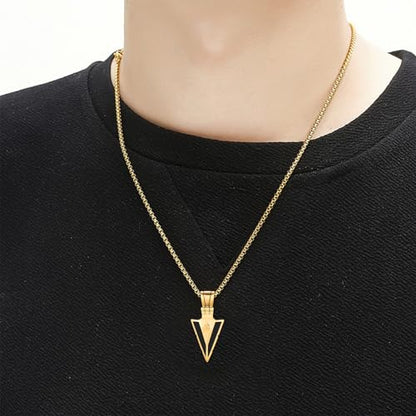 Arrowhead Necklace 925 Sterling Silver Arrow Pendant Necklace Jewelry Gifts for Men Women Lover - color: GOLD-A04