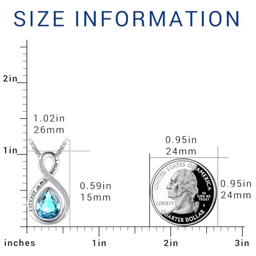 Eusense Cremation Jewelry for Ashes Urn Necklace to Put Ashes In 925 Sterling Silver Memorial Pendant Tree of Life Infinity Urn Necklaces for Ashes Necklace for Women Men - style: F-Infinity Urn-03-Mar.-Aquamarine