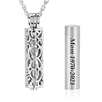 shajwo Cylinder Urn Necklace for Ashes for Women Men Cremation Jewelry Keepsake Memorial Human Pet Ashes Pendant - color: Customize