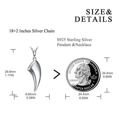 VONALA Urn Necklace Sterling Silver Memorial gifts for Ashes Keepsake Jewelry - style: Wolf Tooth