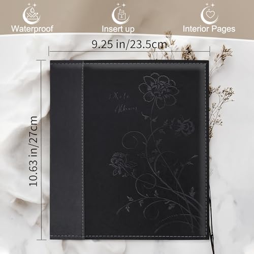 Photo Album 8x10 2 Packs Clear Pages Pockets Leathe Cover Slip Slide in Photo Album Each Holds 50 Vertical 8x10 Photos Picture Book for Wedding Family (Black) - color: Black, size: 50 Pockets/2PK