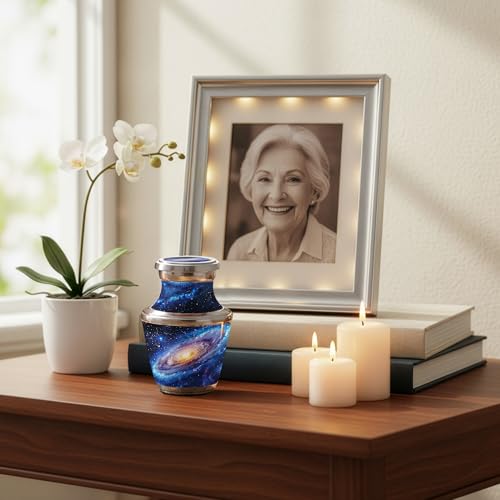 Deep Cosmos Keepsake Cremation Urn for Human Ashes – Small Aluminum Memorial Burial Urn for Men & Women, Decorative Display - size: Small Keepsake