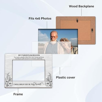 Memorial Gifts for Loss of Parents, Parents in Heaven Picture Frame, Loss of Dad Mom Sympathy Gift, 4x6 Bereavement Photo Frame for Tabletop Display Photo Insert - M15 - style: My Parents in the Heaven
