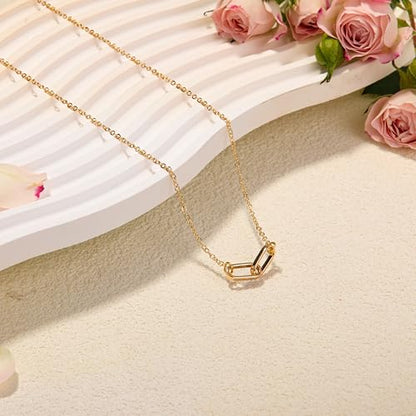 RZKING Golden Necklace for Women, Gifts for Best Friend Sister Mom Daughter - style: Paper Clip