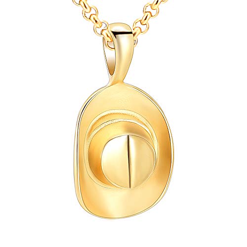 Hearbeingt Cowboy Hat Urn Necklace for Ashes Cremation Jewelry - color: Gold