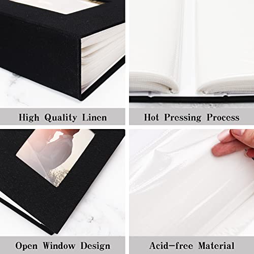 Vienrose 4x6 Photo Album,100 Pockets,Linen Cover with Window,Black | Cover Window, Acid Free Pages, Linen Hardcover, Baby Wedding Family Photos - color: Black, size: 100 Pocket