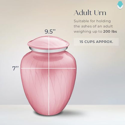 Embrace Adult Personalized Doves Cremation Urns for Human Ashes I Large Picture Pearl Light Pink Funeral Urn for Adult Men and Women with Double Side Engraving I 200 lbs - color: _Pearl Pink (Double Sided)