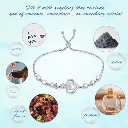 Rose Flower Adjustable Urn Bracelet for Ashes Birthstone Stainless Steel Cremation Jewelry Memorial Keepsake Locket Urns Bracelet Jewelry for Men Women Gifts