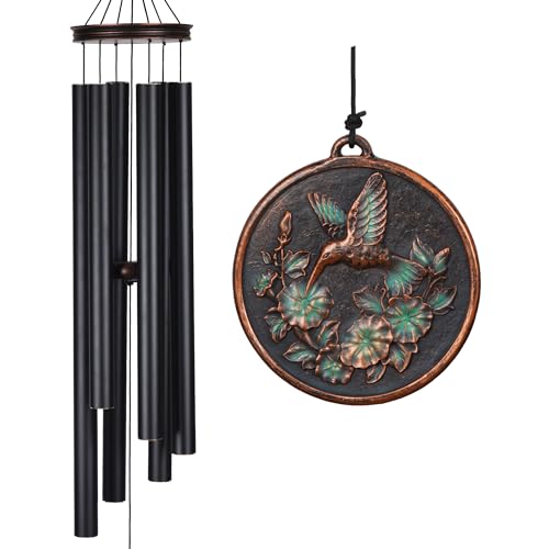 Vanquer Large Wind Chimes for Outside Deep Tone - 46'' Wind Chimes Outdoor Clearance, Windchimes Outdoors, Hummingbird Wind Chime,Sympathy Gift, Patio, Home Décor, Vintage Black (46" Hummingbird) - size: 46" Hummingbird