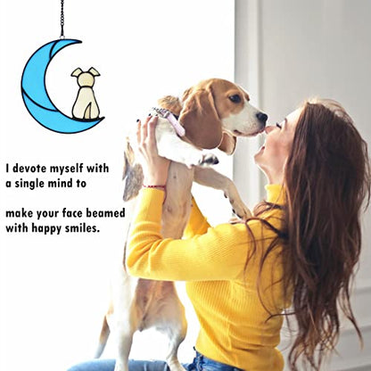 Stained Glass Rainbow Bridge Yellow Dog Memorial Gifts for Loss of Dog Sympathy Remembrance Suncatcher, Angel Wings Pet Loss Bereavement Gifts in Memory of Pet Passing Away Window Hanging. - color: Yellow