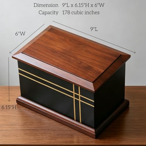 Cross Walnut Wooden Urn for Human Ashes,Adult Cremation Urn for Men & Women