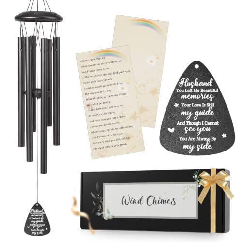 Memorial Gifts for Loss of Husband, 25''Memorial Wind Chimes for Loss of Husband, Condolence/Remembrance/Bereavement Gifts,Windchimes in Memory Sympathy Gift,Funeral Decor for Garden Outside,Black - size: Husband
