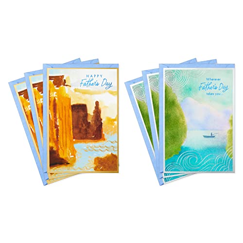Hallmark Fathers Day Cards Assortment, Watercolor Landscapes (6 Cards with Envelopes) - color: Enjoy Father's Day, 6 Cards with Envelopes