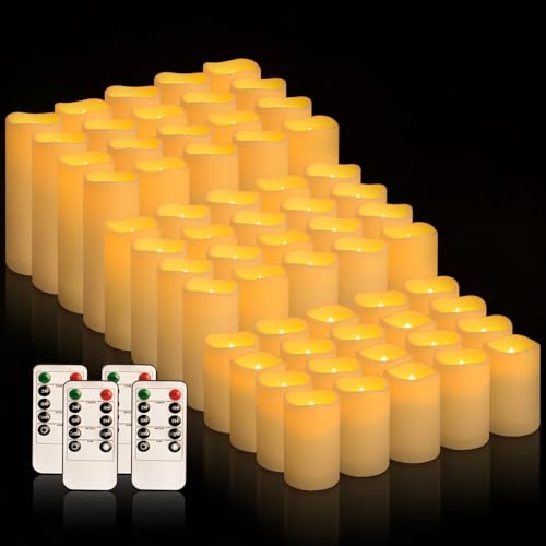 fclayvts 60-Pack LED Flameless Candles with Remote Control - Perfect for Parties, and Special Occasions (Three Sizes) - size: 60-Pack