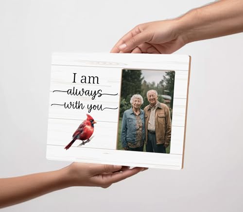Red Cardinal Gifts Picture Frame,Memorial Sympathy Bereavement Gifts Picture Frame for Loss of a Loved One,I am Always With You Photo Frame - color: Brown