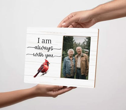 Red Cardinal Gifts Picture Frame,Memorial Sympathy Bereavement Gifts Picture Frame for Loss of a Loved One,I am Always With You Photo Frame - color: Brown