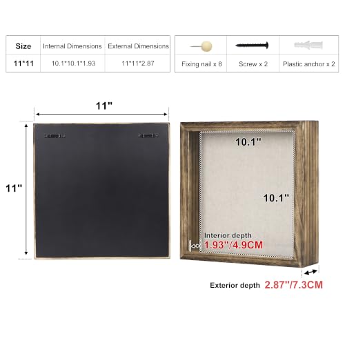 Love-KANKEI Deep Shadow Box Frame 11x11,Solid Wood Frame,Carbonized Black - color: Carbonized Black, size: 11 x 11