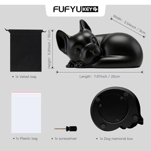 French Bulldog Dog Urn, Frenchie Dog Urns for Ashes, Pet Urns, Black | Pet Memorial Keepsake Funeral Urn for Dogs Ashes, Animal Urn - color: Black-a