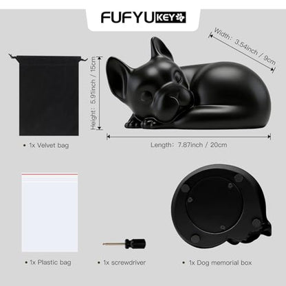French Bulldog Dog Urn, Frenchie Dog Urns for Ashes, Pet Urns, Black | Pet Memorial Keepsake Funeral Urn for Dogs Ashes, Animal Urn - color: Black-a