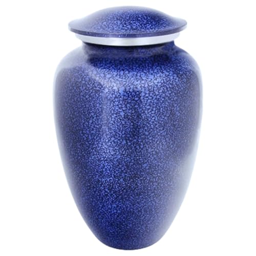 Cobalt Mist Cremation Urn for Ashes, Aluminum, Blue Urn, Adult Sized Cremation Urn, 10.5 Inches High - color: Cobalt Mist