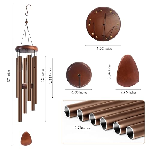 Bursvik 37" Aluminum Wind Chimes for Outside (2 Pack Coffe) - color: Coffee, size: Classic 2 Pack 37"