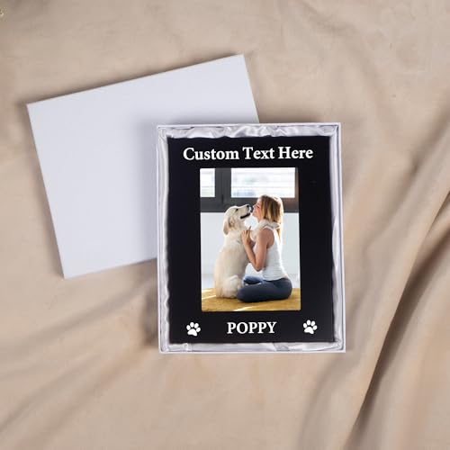 Personalized Pet Picture Frame with Gift Box, 5x7 Aluminum Dog Photo Frame - color: Aluminum Frame, size: Portrait 5X7