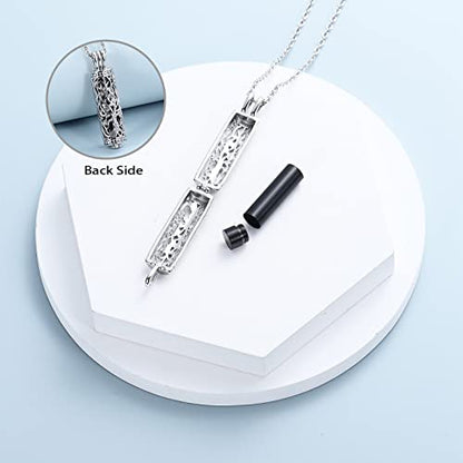 shajwo Cylinder Cremation Jewelry Tree of Life Urn Ashes Necklace for Women Men Vial Cremation Ash Pendant Loved One Memorial Jewelry - color: Black