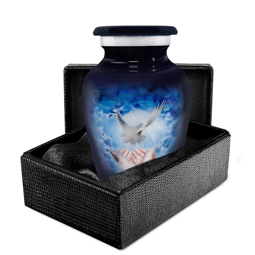 Trupoint Memorials Small Urns for Human Ashes Keepsake, Decorative Mini Cremation Urn for Adult Men & Women – Set of 4, Blue Dove - color: Blue Dove, size: Keepsake