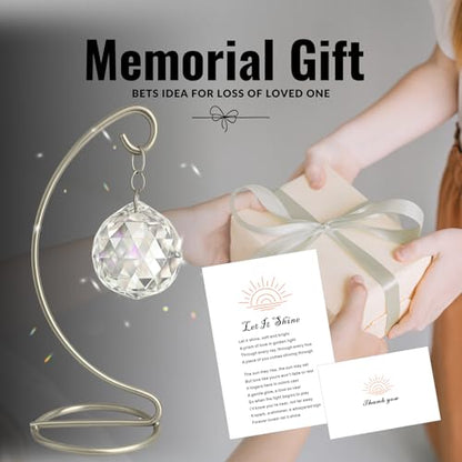 Sympathy Gift for Loss of Loved One, Memorial Crystal Suncatcher with Stand | Tabletop Rainbow Maker Bereavement Keepsake, Grief Condolence Remembrance Present for Mom Dad Husband Son Daughter, Boxed