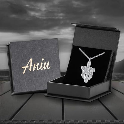 Aniu S925 Sterling Silver Urn Necklace Cremation Jewelry for Ashes - color: Cross Angel Wing-C