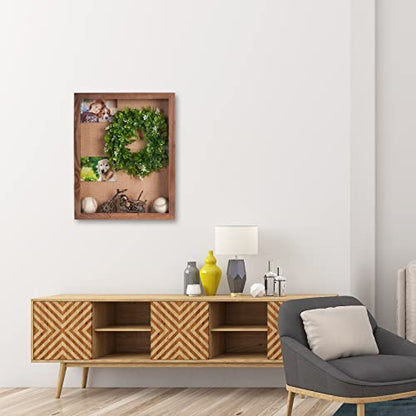 16x20 Large 4-Inch Deep Solid Wood Shadow Box with Hinged Door, Walnut - color: Walnut, size: 16x20
