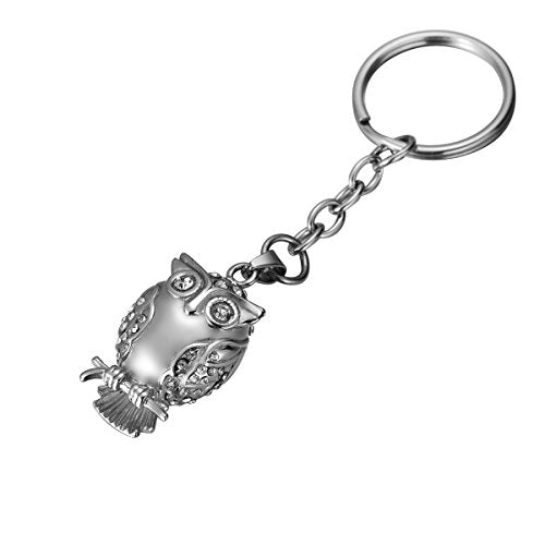 Urn Keychain Crystal Owl Pendant Stainless Steel Ash Holder Memorial Keepsake Cremation Jewelry